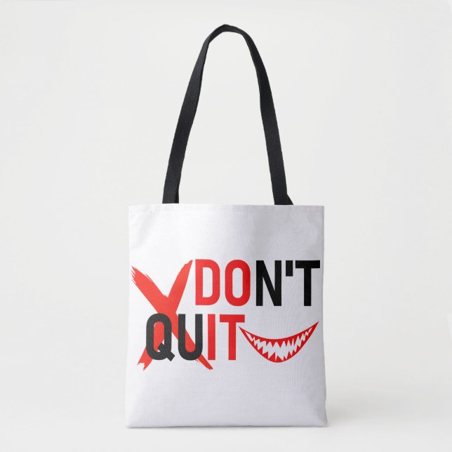 DON'T QUIT – Bold Red Motivation Design Tote Bag (Front)