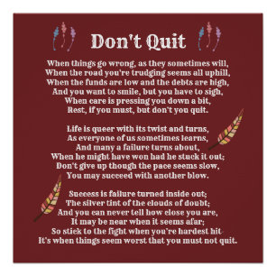 Don't Quit Poem --- large poster print
