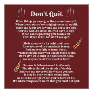 Don't Quit Poem --- large poster print