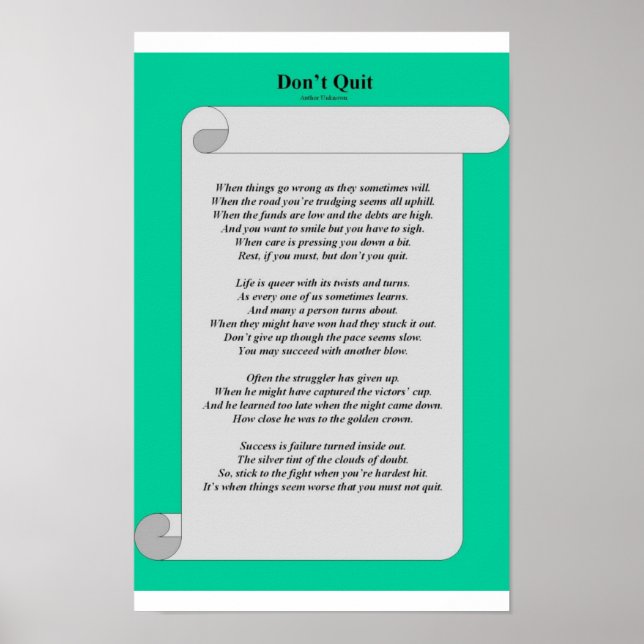 Don't Quit Poster (Front)
