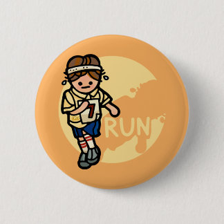 don't run with pins. 6 cm round badge