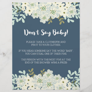 Don't Say Baby! Baby Shower Game Flyer