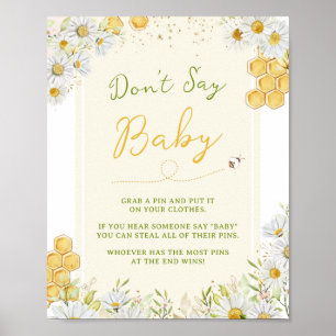 Don't Say Baby Bumblebee Bee Shower Sprinkle Game Poster
