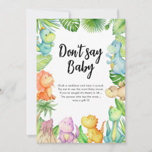 Don't say baby Dinosaur Baby Shower Game Card