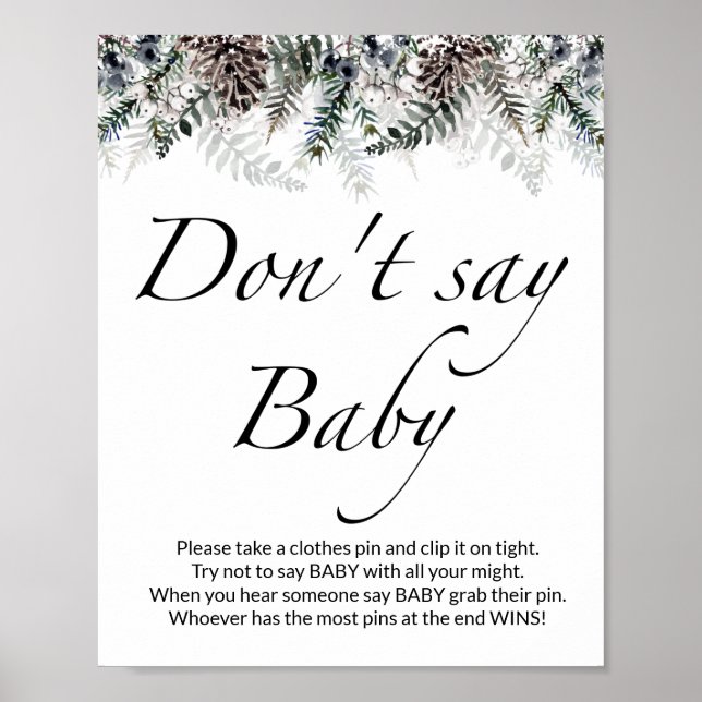  Don't say baby Evergreen baby shower Poster (Front)