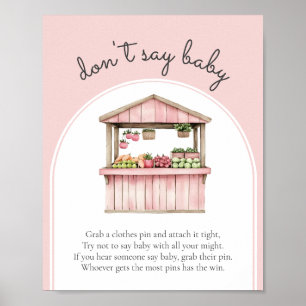 Don't Say Baby Farmers Market Baby Shower Game Poster