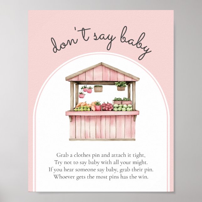 Don't Say Baby Farmers Market Baby Shower Game Poster (Front)