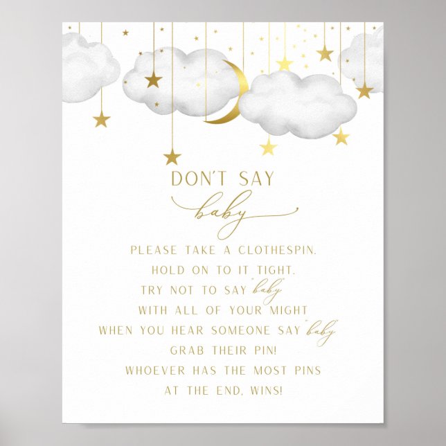 Don't Say Baby Game,  Baby Shower Game Sign (Front)