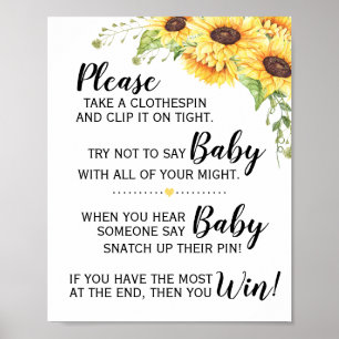 Dont say baby game baby shower sunflowers sign