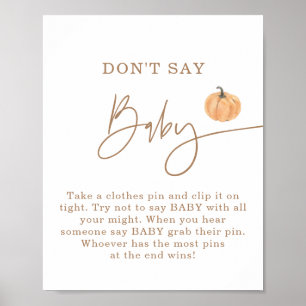 Don't Say Baby Game, Fall Pumpkin Baby Shower Poster