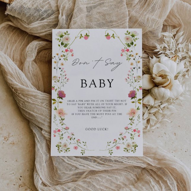 Don't Say Baby Game, Wildflowers Baby Shower Sign, Invitation (Don't Say Baby Game, Wildflowers Baby Shower Sign, Invitation)