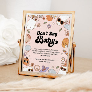 Don't Say Baby Groovy Halloween Ghost Baby Shower Poster