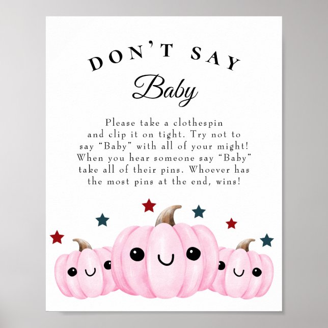 "Don't Say Baby" Halloween Baby Shower Game Poster (Front)