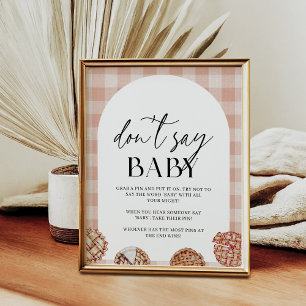 Don't Say Baby Little Cutie Pie Baby Shower Game Poster