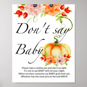 Don't say baby little Pumpkin baby shower Poster