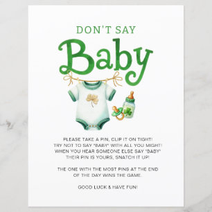Don't Say Baby Lucky Charm Irish Baby Shower Game