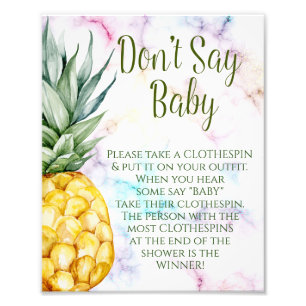 Don't Say Baby Pineapple Tropical Baby Shower Sign