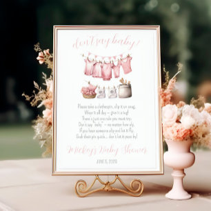 Don't Say Baby! Pink Clothesline Baby Shower Game Photo Print