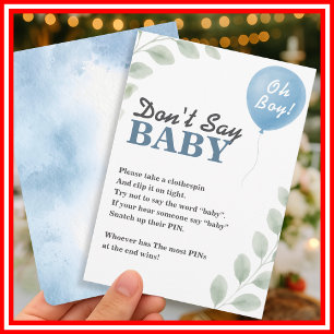 Dont Say Baby Shower Game Balloon Eucalyptus Invitation
