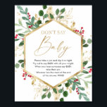 Don't say baby shower game Christmas winter Poster<br><div class="desc">For more advanced customisation of this design,  simply select the "Customise It" button above!</div>