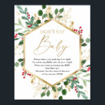 Don't say baby shower game Christmas winter Poster<br><div class="desc">For more advanced customisation of this design,  simply select the "Customise It" button above!</div>