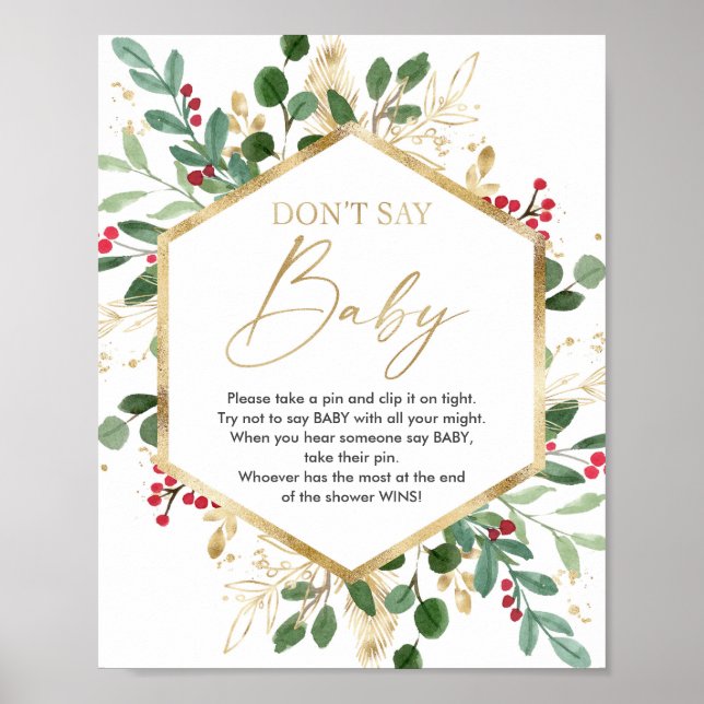 Don't say baby shower game Christmas winter Poster (Front)