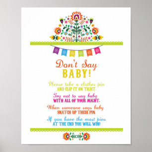 Don't Say Baby Shower Games Poster Fiesta