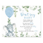 Don't say baby sign, blue elephant balloons boy