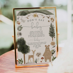 Don't Say Baby Sign Boho Woodland Baby Shower Game