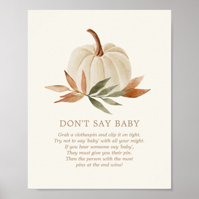 Don't Say Baby Sign Little Pumpkin Baby Shower (Front)