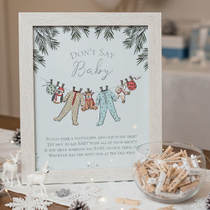 Dont Say Baby Winter Baby Shower Game Poster