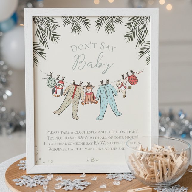 Dont Say Baby Winter Baby Shower Game Poster (Don't Say Baby Baby It's Cold Outside, Winter Wonderland Christmas Baby Shower Game for Mother to Be)