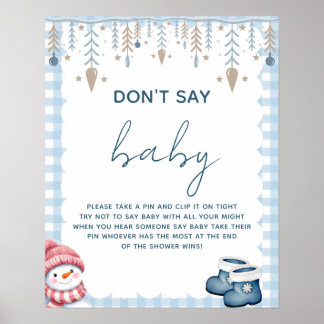 Don't Say Baby Winter Baby Shower Game Sign