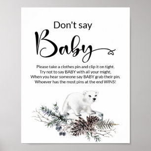 Don't say baby winter baby shower poster. Poster