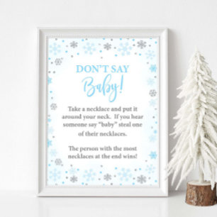 Don't Say Baby Winter Blue Shower Game Sign