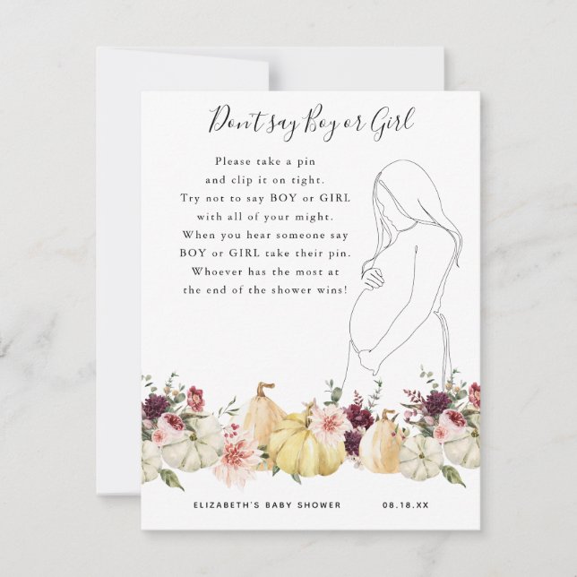 Don't Say Boy Or Girl | Baby Shower Game (Front)