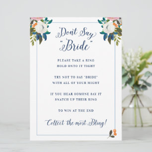 Don't Say Bride Bridal Shower Game Invitation