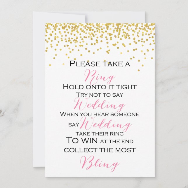 Don't Say Wedding Game 5x7" Sign Invitation (Front)