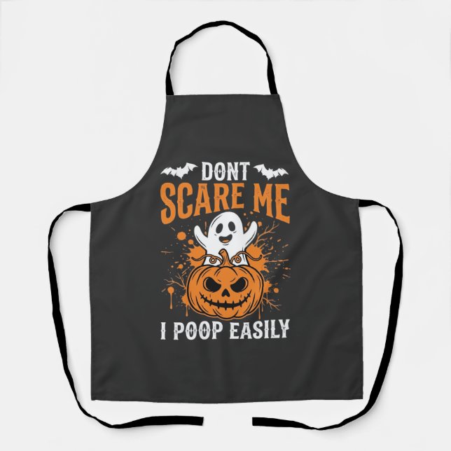 Don't Scare Me Halloween Ghost Pumpkin Design Apron (Front)