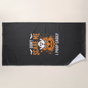 Don't Scare Me Halloween Ghost Pumpkin Design Beach Towel