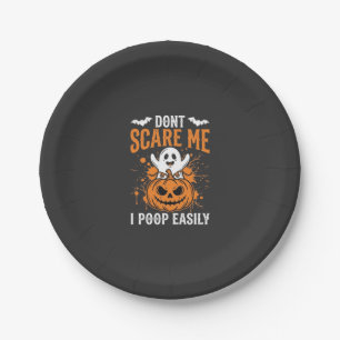 Don't Scare Me Halloween Ghost Pumpkin Design Paper Plate