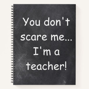 Don't Scare Teacher Chalkboard Design Gift Idea Notebook