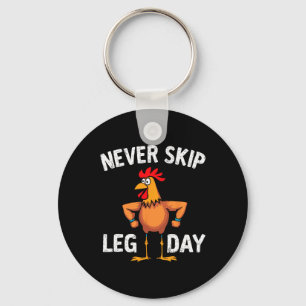 Don't Skip Leg Day Gym Rooster Funny Workout Weigh Key Ring