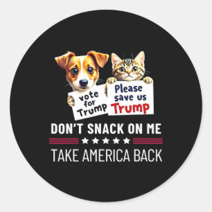 Don't Snack On Me Funny Cats Dogs Classic Round Sticker