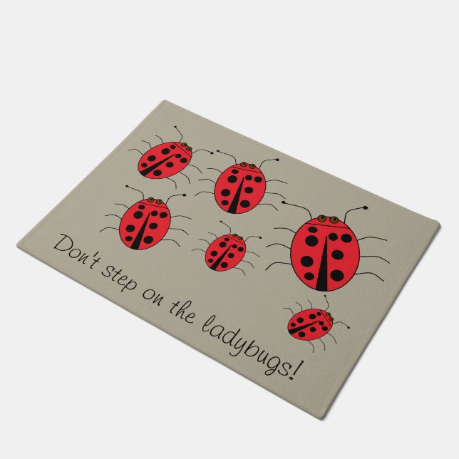 Don't step on the ladybugs Fun Doormat (Angled)
