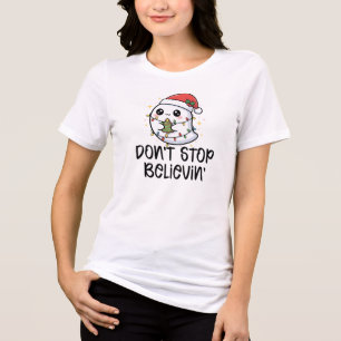 Don't Stop Believin', Christmas Ghost Tri-Blend Shirt
