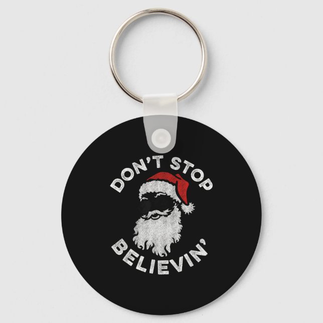 Don't Stop Believin' Cool Shades Santa  Key Ring (Front)