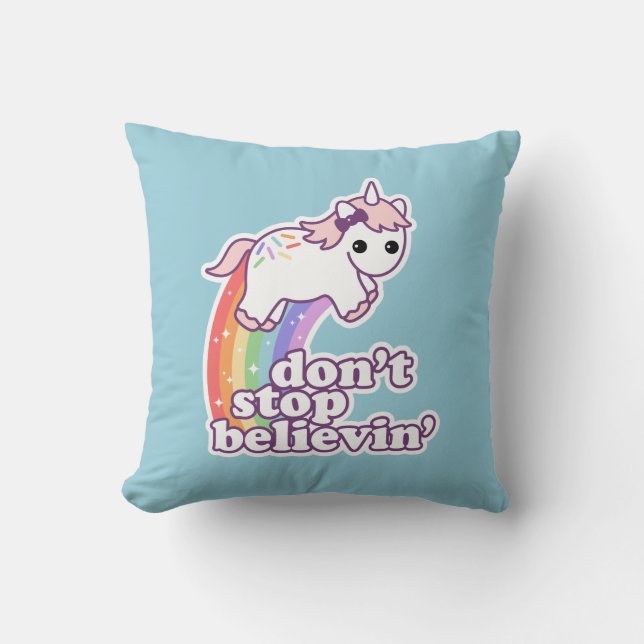 Don't Stop Believin' in Unicorns Cushion (Front)