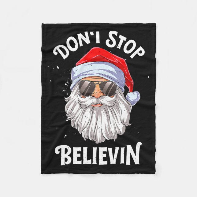 Dont Stop Believin Santa Christmas Boys Kids  Fleece Blanket (Front)