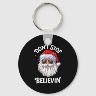 Don't Stop Believin Santa Funny Christmas Boys Kid Key Ring